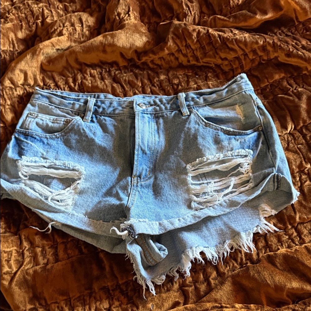 Somedays Lovin Light Blue Distressed Jean Shorts- Size 30